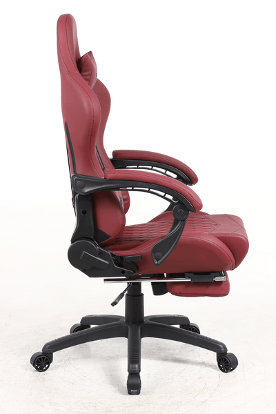 Silla Gamer Krone XL Reclinable + Masaje Lumbar + Apoyapiés - Burdeo-3