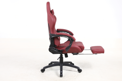 Silla Gamer Krone XL Reclinable + Masaje Lumbar + Apoyapiés - Burdeo-4