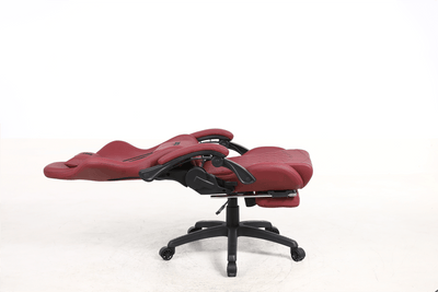 Silla Gamer Krone XL Reclinable + Masaje Lumbar + Apoyapiés - Burdeo-5