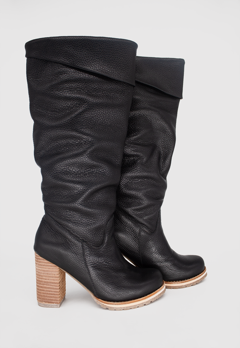 Bota Emily Negro Cuero Pao Pecados-3