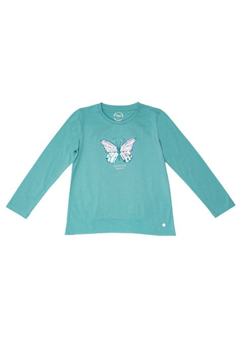 Polera Manga Larga Niña Verde Pillin-0