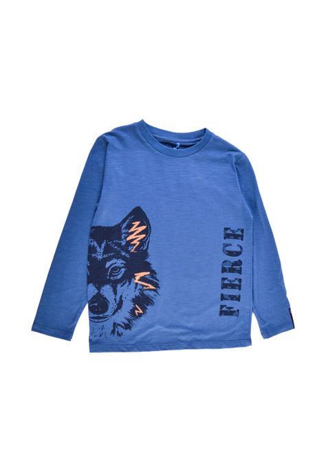 Polera Manga Larga Niño Azul Pillin-0