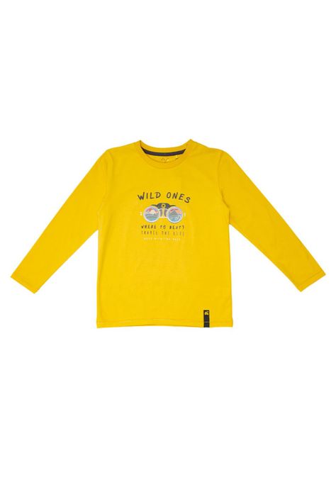 Polera Manga Larga Niño Amarillo Pillin-0
