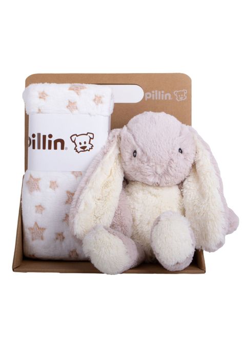 Set Peluche Manta Conejo Bebé Niño Beige Pillin-0