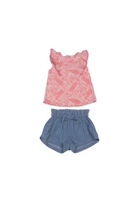 Conjunto Bebe Niña Rosado Pillin-0