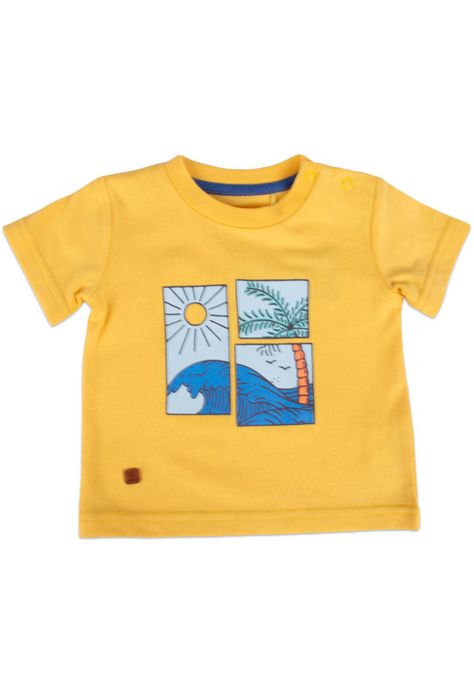 Polera Manga Corta Bebe Niño Amarillo Pillin-0