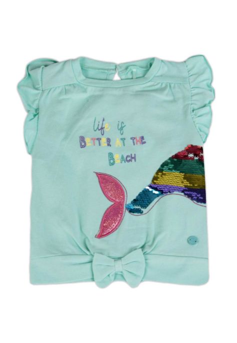 Polera Bebe Niña Turquesa Pillin-0