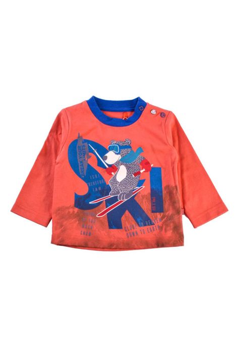 Polera Manga Larga Bebé Niño Naranja Pillin-0