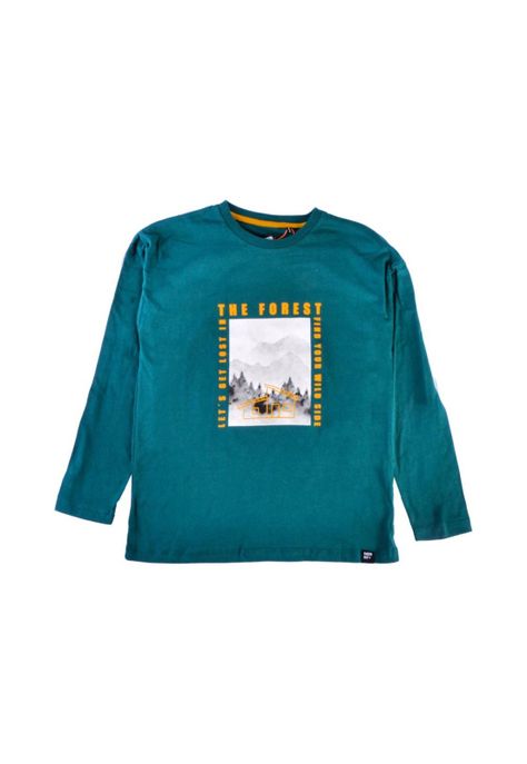 Polera Manga Larga Niño Verde Pillin-0