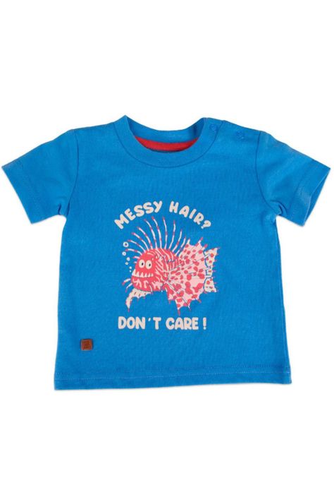 Polera Manga Corta Bebe Niño Turquesa Pillin-0