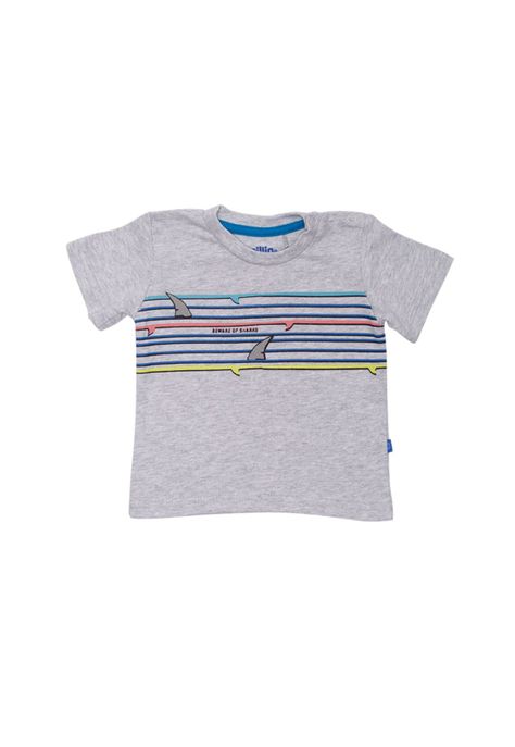 Polera Manga Corta Bebe Niño Gris Claro Pillín-0