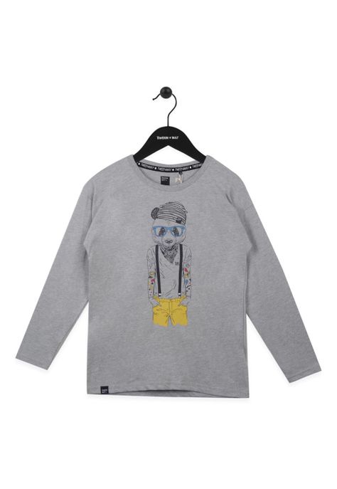 Polera Manga Larga Algodón Invierno Niño Gris-0