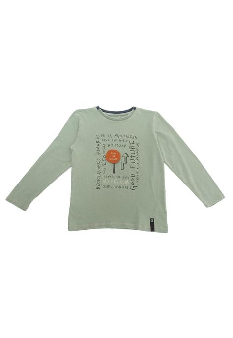 Polera M/L Niño Verde Pillin-0