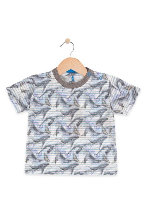 Polera Bebe Algodón Verano Niño Azul-0