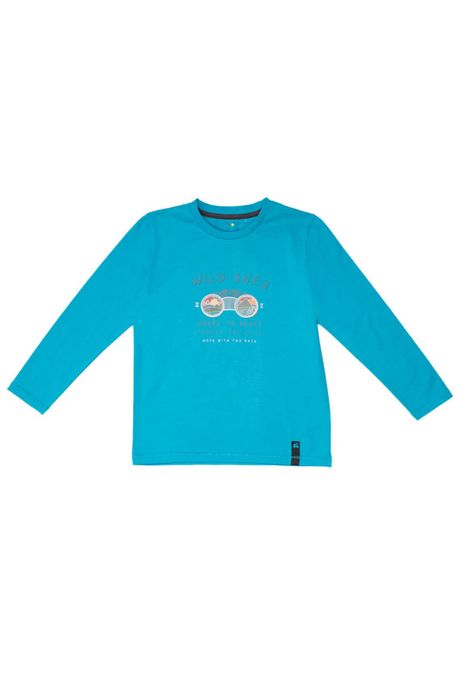 Polera Manga Larga Niño Azul Pillin-0