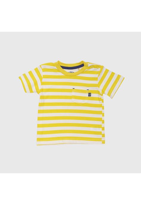 Polera Manga Corta Bebe Niño Amarillo Pillin-0