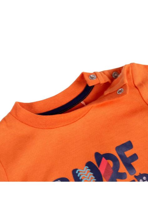 Polera Manga Corta Bebe Niño Naranja Pillin-1