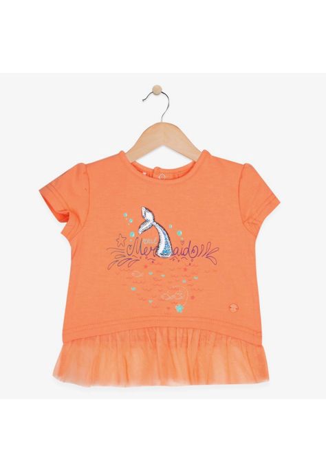 Polera Bebé Algodón Verano Niña Naranja-1