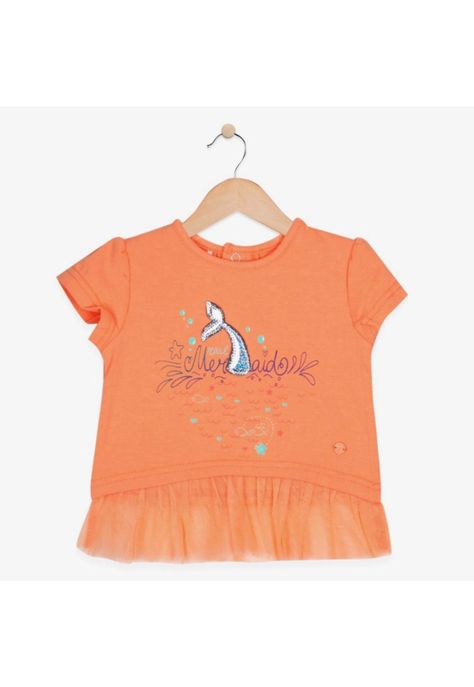 Polera Bebé Algodón Verano Niña Naranja-0