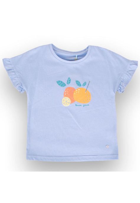 Polera Manga Corta Niña Azul Acero Pillin-0