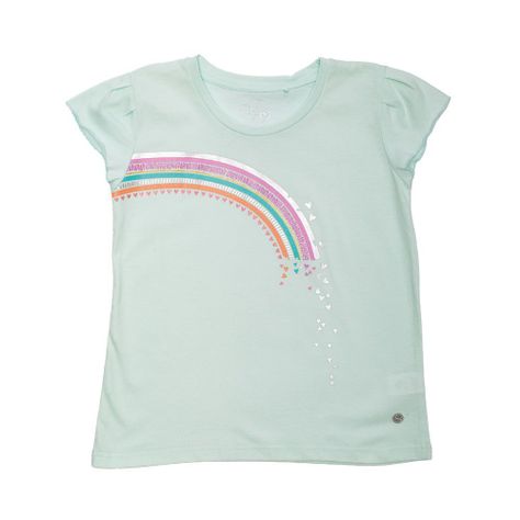 Polera Manga Corta Niña Turquesa Pillin-0