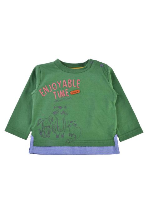 Polera Manga Larga Bebé Niño Verde Pillin-0