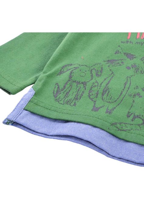 Polera Manga Larga Bebé Niño Verde Pillin-1