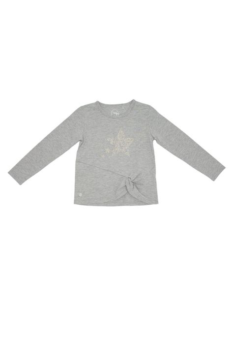 Polera M/L Glitter Algodón Invierno Niña Gris-1