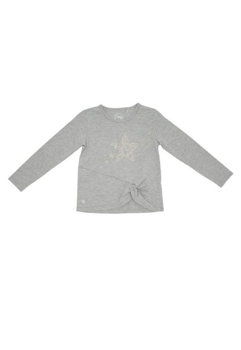 Polera M/L Glitter Algodón Invierno Niña Gris-0