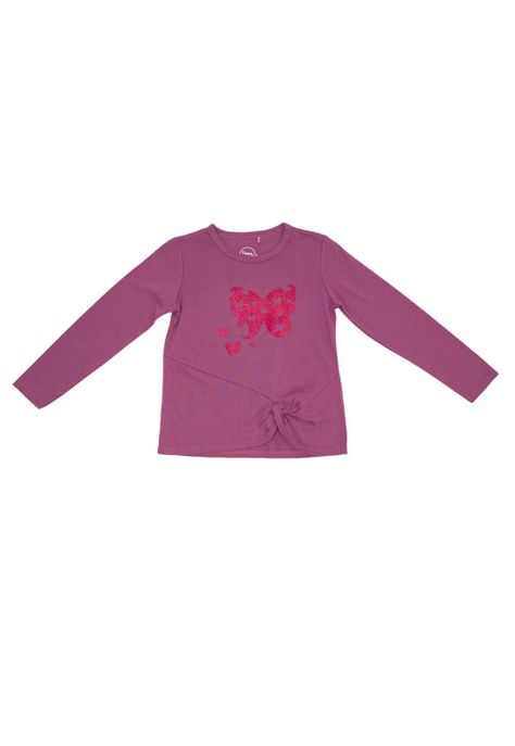 Polera M/L Glitter Algodón Invierno Niña Lila-0