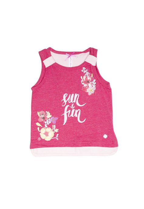 Polera Bebe Algodón Verano Niña Fucsia-1