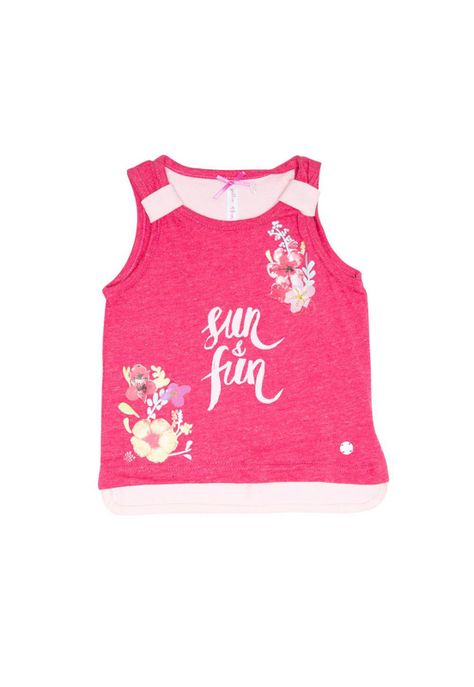 Polera Bebe Algodón Verano Niña Fucsia-0
