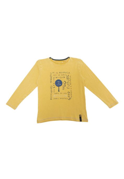 Polera Manga Larga Niño Mostaza Pillin-0