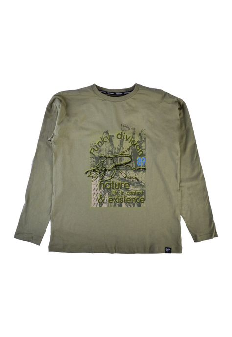 Polera Manga Larga Niño Verde Pillin-0
