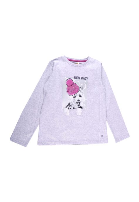Polera Manga Larga Niña Gris claro Pillin-0