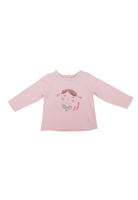 Polera Manga Larga Bebé Niña Rosado Pillin-0