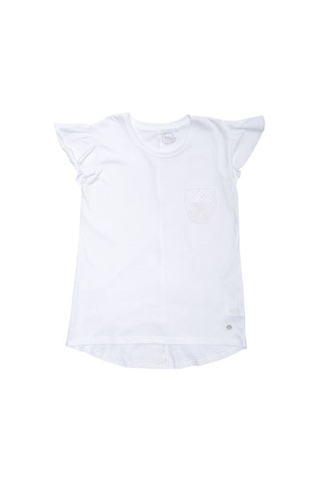 Polera Manga Corta Niña Blanco Pillin-0