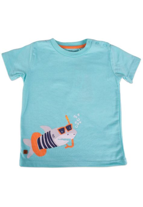 Polera Manga Corta Bebe Niño Turquesa Pillin-0
