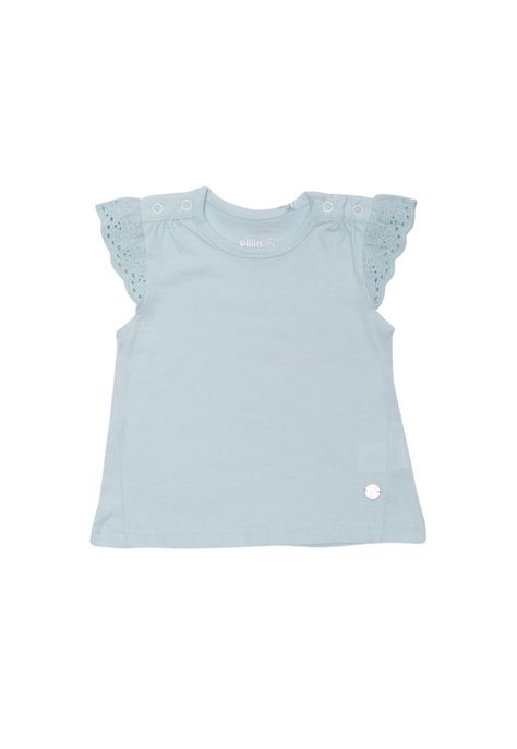 Polera Manga Corta Bebe Niña Turquesa Pillin-1