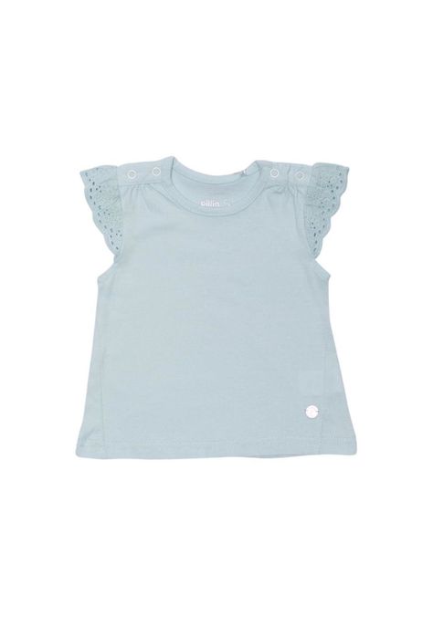 Polera Manga Corta Bebe Niña Turquesa Pillin-0