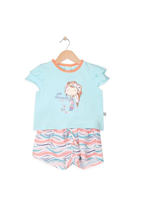 Conjunto Bebe Algodón Verano Niña Menta-0