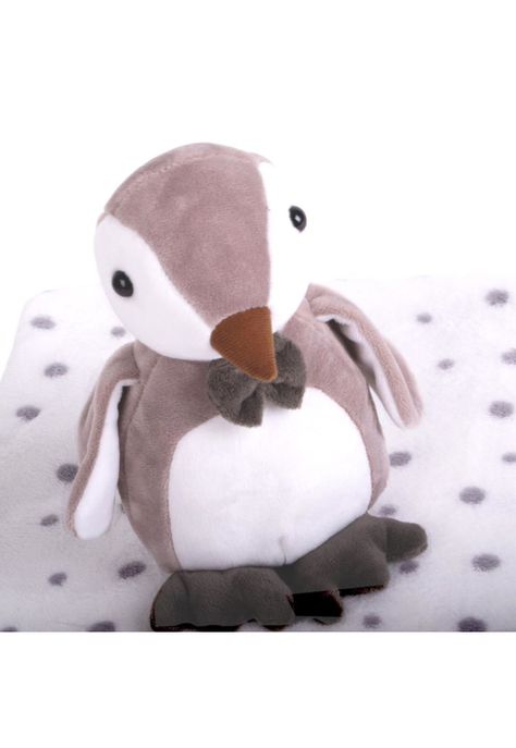 Set Peluche Manta Pingüino Bebé Niño Gris Pillin-1