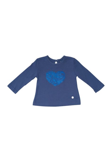 Polera Manga Larga Bebe Niña Azul Pillin-0