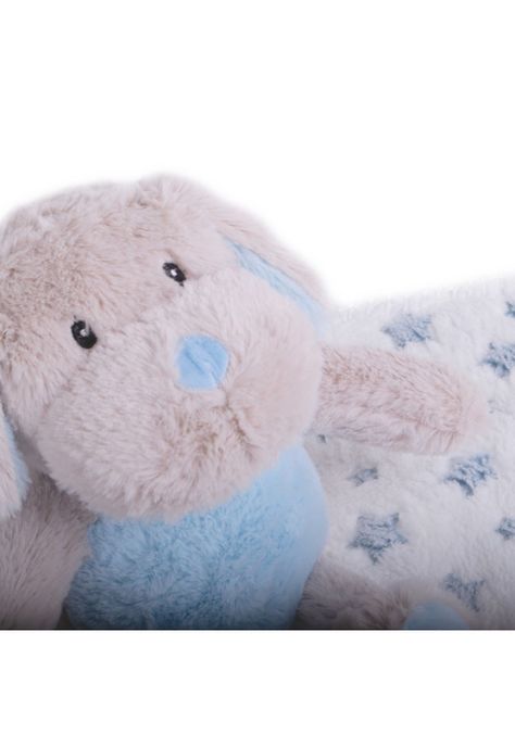 Set Peluche Manta Perro Bebé Niño Celeste Pillin-2