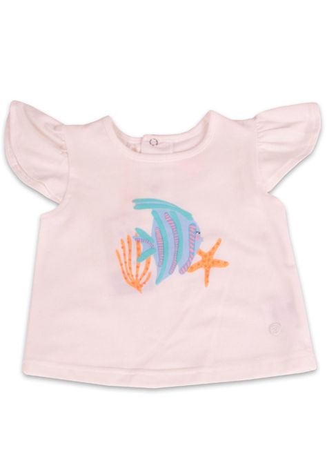 Polera Manga Corta Bebe Niña Blanco Pillin-1