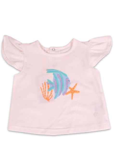 Polera Manga Corta Bebe Niña Blanco Pillin-0