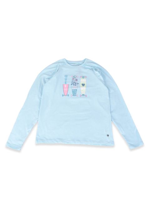 Polera Manga Larga Niña Celeste Pillin-1