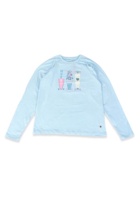 Polera Manga Larga Niña Celeste Pillin-0