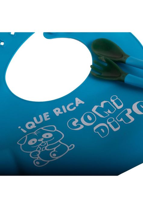 Set Babero y cubiertos Bebé Niño Azul Pillin-5