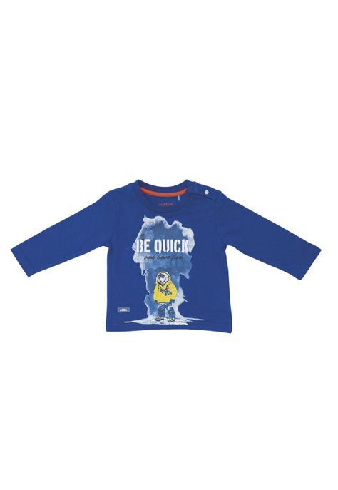 Polera Manga Larga Bebé Niño Azul Pillin-0